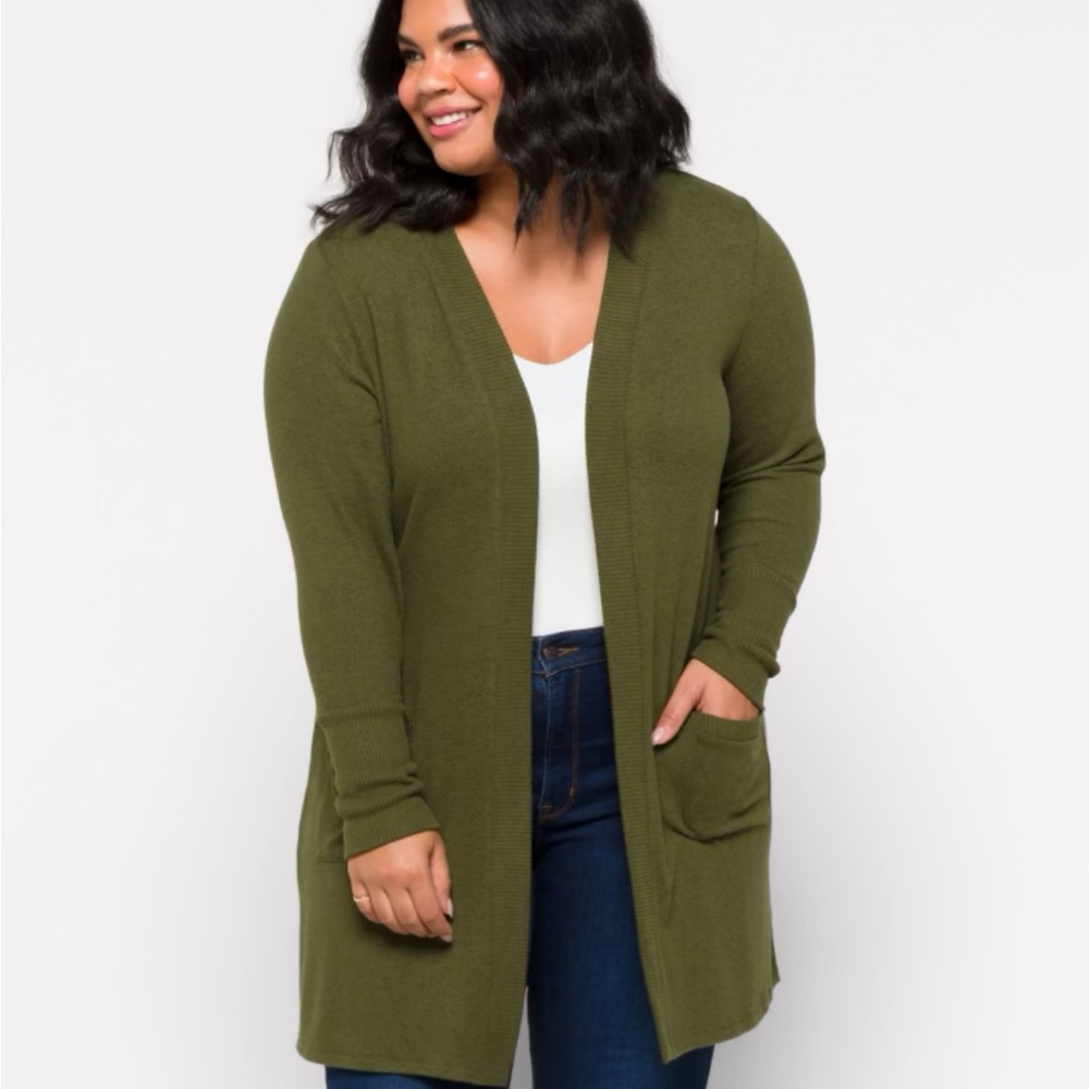 Market & Spruce Olive Green Open Cardigan